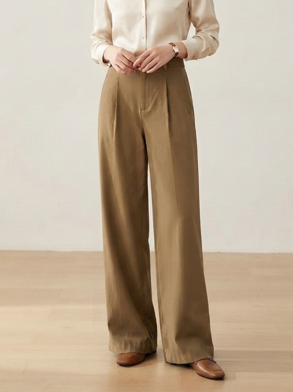 Everlane Sz 4 Tan Wide Leg Minimum Trouser Office Pants